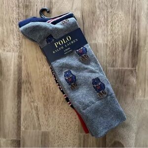 Polo Ralph Lauren Dress Socks 2 Pair RL Polo Bear Trouser Socks Grey Mens 10-13